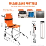 Orange Stair Chair Medical Emergency Evacuation Lifting Climbing Wheelchair 2 Wheel Solid and Sturdy - Image 2