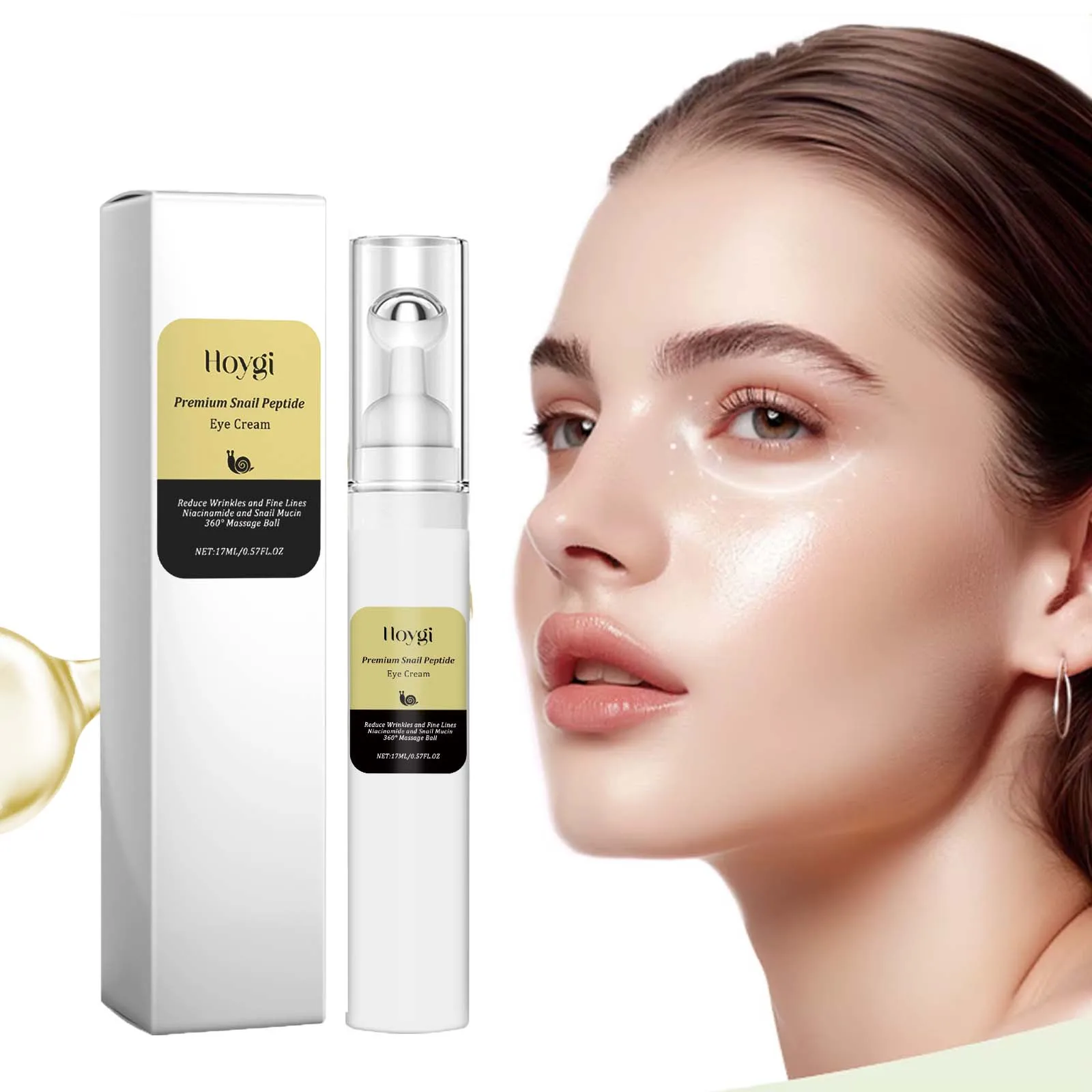 S2013931396854fa9b73bd4c069acda466.webp Snail Peptide Eye Cream Remove Eye Bag Anti-Puffiness Fade Dark Circle Firming Skin Roller Massage Nourishing Care Eye Cream - Image 1