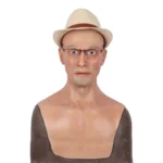 Full head silicone mask for middle-aged men, party costume, Halloween role-playing, stage performance mask.