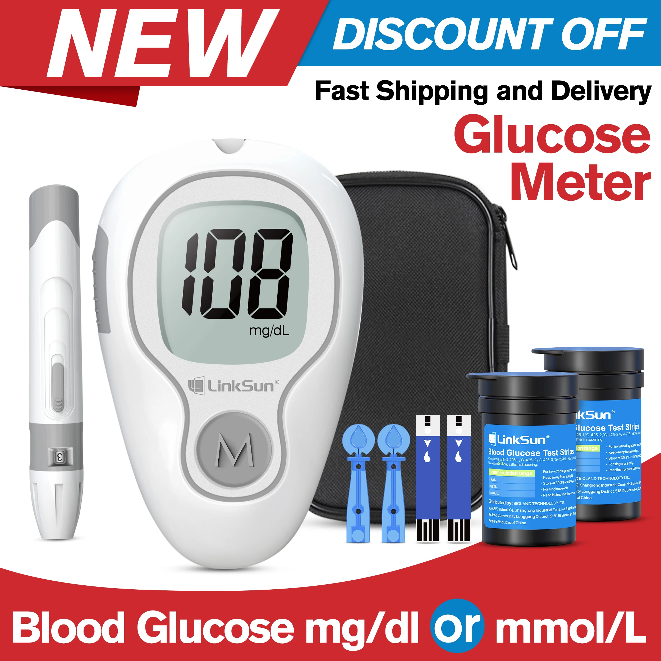 S3b41cd86059346a1a751a4efccde7105g-2.webp Blood Glucose Monitoring G-425-3 Diabetes Testing Machine Blood Sugar Meter Test Strips 5s Get Results Glucose Meter Complete - Image 1