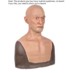 Full head silicone mask for middle-aged men, party costume, Halloween role-playing, stage performance mask.