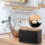 Wood Tampon Holder Sanitary Napkin Storage Bin with Lid and 2 Removable Dividers Feminine Product Organizer for Kitchen Bathroom - Image 4