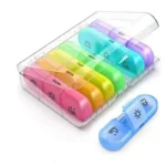 1Pc Portable pill box 21 boxes rainbow-colored convenient medicine storage box Travel pill box - Image 9