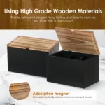 Wood Tampon Holder Sanitary Napkin Storage Bin with Lid and 2 Removable Dividers Feminine Product Organizer for Kitchen Bathroom - Image 3