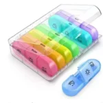 1Pc Portable pill box 21 boxes rainbow-colored convenient medicine storage box Travel pill box - Image 5