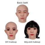 Ultra-realistic silicone mask headpiece for men to transform into women suitable for role-playing, masquerade balls, and cross-d