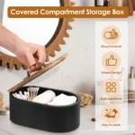 Bathroom Storage Box Oval Wood Feminine Product Organizer with Lid Minimalist Tampon Storage Container Toilet Accessories Box - Image 2