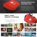 Portable First Aid Kit in Hard Shell Case with Carabiner Clip & Compact Emergency Medical Bag for Home, Outdoor, Travel, Cam;’&*