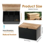 Wood Tampon Holder Sanitary Napkin Storage Bin with Lid and 2 Removable Dividers Feminine Product Organizer for Kitchen Bathroom - Image 6