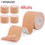4Rolls Kinesiology Tape 5cm x 5m,Waterproof Athletic Tape for Pain Relief,Elastic Supports Tapes for Ankle Wrists Knees Joints