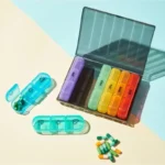 1Pc Portable pill box 21 boxes rainbow-colored convenient medicine storage box Travel pill box - Image 3