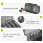 Weekly Pill Organizer Portable Travel Box Secret Compartments Pill Box for Vitamins Medicine Fish Oils Dust-Proof Storage Box