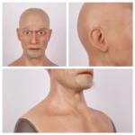 Full head silicone mask for middle-aged men, party costume, Halloween role-playing, stage performance mask.