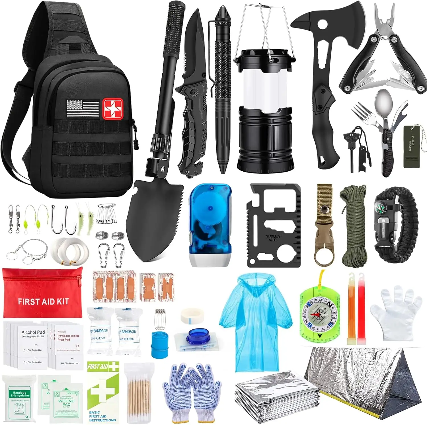 Sdc9553c610704a438317fe272feef4d6C.webp 151-Piece Emergency Survival Kit with First Aid Gear, Tactical Tools for Outdoor Camping, Earthquake & Adventure Safety - Image 1
