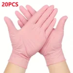 Pink Disposable Gloves Latex & Powder Free Non-Sterile Nitrile Gloves for Cleaning Esthetician Cooking Hair Dye 20/50/100Count
