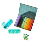 1Pc Portable pill box 21 boxes rainbow-colored convenient medicine storage box Travel pill box - Image 8