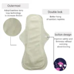 women reusable menstrual pads for monthly night use heavy flow organic bamboo cloth washable sanitary napkins towels large size - Image 2