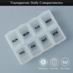 Weekly/7-Compartment Pill Organizer, Travel Pill Case with Anti-Mix Design & 20 Labels – Portable Supplement Container