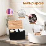 Wood Tampon Holder Sanitary Napkin Storage Bin with Lid and 2 Removable Dividers Feminine Product Organizer for Kitchen Bathroom - Image 5