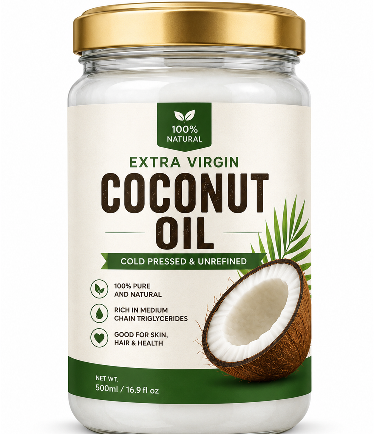coconut oil 1 Extra Virgin Coconut Oil – Cold Pressed & Unrefined - Image 1