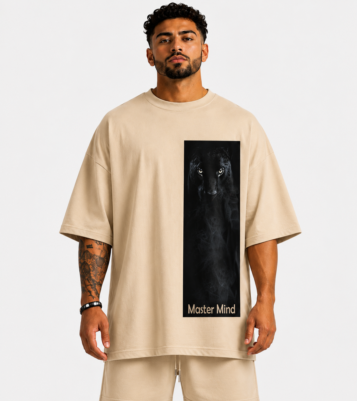 BEIGE Master Mind Panther Oversized T-Shirt - Image 1