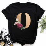 A B C D E English Alphabet Print T Shirt Women New Summer Couples Lovers Female T-Shirt Harajuku Casual Black Tops Tshirts - Image 21