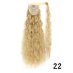 Synthetic Long Corn Wavy Ponytail Hairpiece Wrap on Hair Clip Ombre Brown Blonde Hair Extensions Pony Tail - Image 33