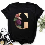 A B C D E English Alphabet Print T Shirt Women New Summer Couples Lovers Female T-Shirt Harajuku Casual Black Tops Tshirts - Image 23