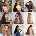 Synthetic Long Corn Wavy Ponytail Hairpiece Wrap on Hair Clip Ombre Brown Blonde Hair Extensions Pony Tail - Image 5