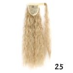 Synthetic Long Corn Wavy Ponytail Hairpiece Wrap on Hair Clip Ombre Brown Blonde Hair Extensions Pony Tail - Image 31
