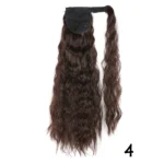 Synthetic Long Corn Wavy Ponytail Hairpiece Wrap on Hair Clip Ombre Brown Blonde Hair Extensions Pony Tail - Image 8