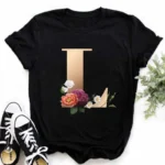 A B C D E English Alphabet Print T Shirt Women New Summer Couples Lovers Female T-Shirt Harajuku Casual Black Tops Tshirts - Image 12