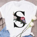 A B C D E English Alphabet Print T Shirt Women New Summer Couples Lovers Female T-Shirt Harajuku Casual Black Tops Tshirts - Image 9