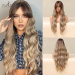 EASIHAIR Long Body Wave Wigs Ombre Black Brown Blonde Synthetic Wig Cosplay Middle Part Natural Heat Resistant Wig for Women - Image 14