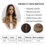 EASIHAIR Long Body Wave Wigs Ombre Black Brown Blonde Synthetic Wig Cosplay Middle Part Natural Heat Resistant Wig for Women - Image 3