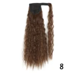 Synthetic Long Corn Wavy Ponytail Hairpiece Wrap on Hair Clip Ombre Brown Blonde Hair Extensions Pony Tail - Image 17