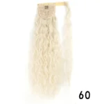 Synthetic Long Corn Wavy Ponytail Hairpiece Wrap on Hair Clip Ombre Brown Blonde Hair Extensions Pony Tail - Image 15