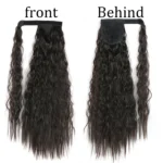 Synthetic Long Corn Wavy Ponytail Hairpiece Wrap on Hair Clip Ombre Brown Blonde Hair Extensions Pony Tail - Image 2