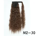 Synthetic Long Corn Wavy Ponytail Hairpiece Wrap on Hair Clip Ombre Brown Blonde Hair Extensions Pony Tail - Image 26