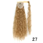 Synthetic Long Corn Wavy Ponytail Hairpiece Wrap on Hair Clip Ombre Brown Blonde Hair Extensions Pony Tail - Image 21