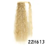 Synthetic Long Corn Wavy Ponytail Hairpiece Wrap on Hair Clip Ombre Brown Blonde Hair Extensions Pony Tail - Image 29