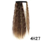 Synthetic Long Corn Wavy Ponytail Hairpiece Wrap on Hair Clip Ombre Brown Blonde Hair Extensions Pony Tail - Image 9