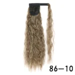 Synthetic Long Corn Wavy Ponytail Hairpiece Wrap on Hair Clip Ombre Brown Blonde Hair Extensions Pony Tail - Image 12