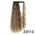 Synthetic Long Corn Wavy Ponytail Hairpiece Wrap on Hair Clip Ombre Brown Blonde Hair Extensions Pony Tail - Image 28