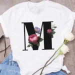 A B C D E English Alphabet Print T Shirt Women New Summer Couples Lovers Female T-Shirt Harajuku Casual Black Tops Tshirts - Image 11