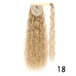 Synthetic Long Corn Wavy Ponytail Hairpiece Wrap on Hair Clip Ombre Brown Blonde Hair Extensions Pony Tail - Image 25