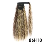 Synthetic Long Corn Wavy Ponytail Hairpiece Wrap on Hair Clip Ombre Brown Blonde Hair Extensions Pony Tail - Image 13
