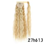 Synthetic Long Corn Wavy Ponytail Hairpiece Wrap on Hair Clip Ombre Brown Blonde Hair Extensions Pony Tail - Image 22