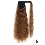 Synthetic Long Corn Wavy Ponytail Hairpiece Wrap on Hair Clip Ombre Brown Blonde Hair Extensions Pony Tail - Image 10