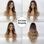EASIHAIR Long Body Wave Wigs Ombre Black Brown Blonde Synthetic Wig Cosplay Middle Part Natural Heat Resistant Wig for Women - Image 2